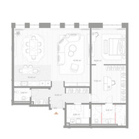 Планировка однокомнатной(квартира) площадью 122.9 квадратных метров в “ЖК Николь”