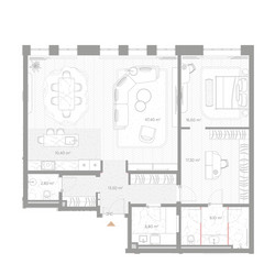 Планировка однокомнатной(квартира) площадью 122.9 квадратных метров в ЖК “ЖК Николь”