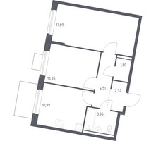 Планировка двухкомнатной(квартира) площадью 52.32 квадратных метров в “ЖК Квартал Западный”
