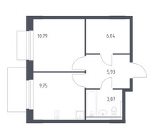 Планировка однокомнатной(квартира) площадью 36.38 квадратных метров в “ЖК Новое Внуково”