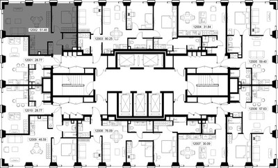 Планировка однокомнатной(квартира) площадью 51.5 квадратных метров в ЖК “ЖК SET (Сет)”