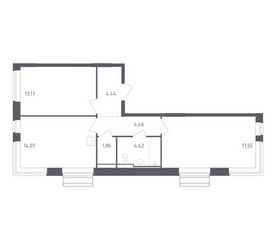 Планировка двухкомнатной(квартира) площадью 59.97 квадратных метров в ЖК “ЖК Рублевский Квартал”