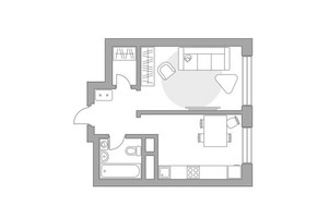 Планировка однокомнатной(квартира) площадью 32.5 квадратных метров в “ЖК Ильинойс”