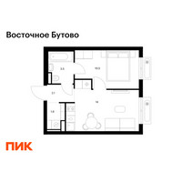 Планировка однокомнатной(квартира) площадью 32 квадратных метров в “ЖК Восточное Бутово”