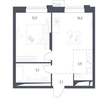 Планировка однокомнатной(квартира) площадью 40.58 квадратных метров в “ЖК Верейская 41”