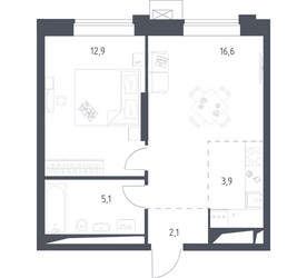 Планировка однокомнатной(квартира) площадью 40.58 квадратных метров в ЖК “ЖК Верейская 41”