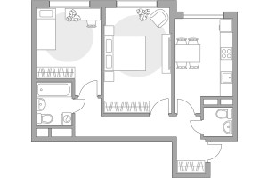 Планировка двухкомнатной(квартира) площадью 55.29 квадратных метров в “ЖК Императорские Мытищи”