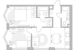 Планировка двухкомнатной(квартира) площадью 56.08 квадратных метров в “ЖК Мневники от Гранель”
