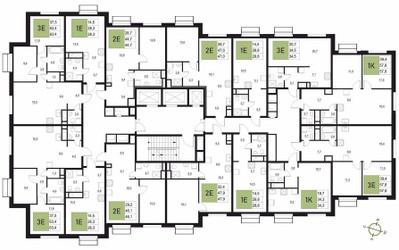 Планировка однокомнатной(квартира) площадью 28.8 квадратных метров в ЖК “ЖК Вяземы Парк”