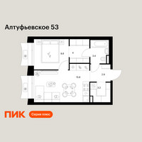 Планировка однокомнатной(квартира) площадью 38.1 квадратных метров в “ЖК Алтуфьевское 53”