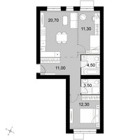 Планировка трехкомнатной(квартира) площадью 63.3 квадратных метров в “Апрелевка Клаб”
