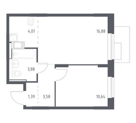 Планировка однокомнатной(квартира) площадью 40.38 квадратных метров в ЖК “ЖК Пятницкие луга”
