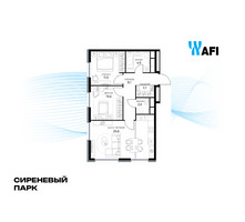 Планировка трехкомнатной(квартира) площадью 63 квадратных метров в “ЖК Сиреневый парк”
