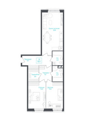 Планировка студии(апартаменты) площадью 83.6 квадратных метров в ЖК “ЖК Monodom Lake”