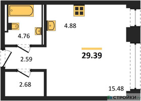 Планировка студии(квартира) площадью 29.39 квадратных метров в “ЖК NOVA (Нова)”