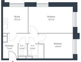 Планировка двухкомнатной(квартира) площадью 59.5 квадратных метров в “ЖК Ривер Парк Коломенский”