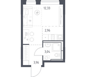 Планировка студии(квартира) площадью 22.29 квадратных метров в ЖК “ЖК Богдановский Лес”