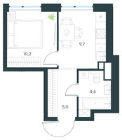 Планировка однокомнатной(квартира) площадью 29.5 квадратных метров в “ЖК Левел Мичуринский”