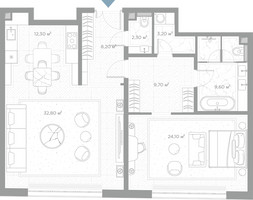 Планировка однокомнатной(квартира) площадью 102.2 квадратных метров в “ЖК Николь”