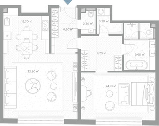 Планировка однокомнатной(квартира) площадью 102.2 квадратных метров в ЖК “ЖК Николь”