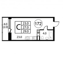 Планировка студии(квартира) площадью 29 квадратных метров в “ЖК Космос”