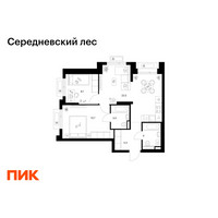 Планировка двухкомнатной(квартира) площадью 57.1 квадратных метров в “ЖК Середневский лес”