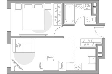 Планировка двухкомнатной(квартира) площадью 39.67 квадратных метров в ЖК “ЖК Гранель Коломенское”