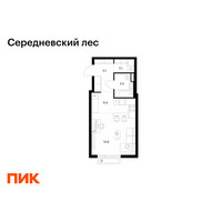 Планировка студии(квартира) площадью 31.9 квадратных метров в “ЖК Середневский лес”