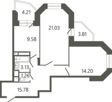 Планировка двухкомнатной(квартира) площадью 68.9 квадратных метров в “ЖК Советская 18”