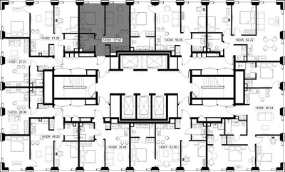 Планировка однокомнатной(квартира) площадью 37.6 квадратных метров в ЖК “ЖК СЕТ”
