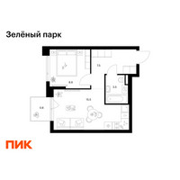 Планировка однокомнатной(квартира) площадью 36.2 квадратных метров в “ЖК Зеленый парк”