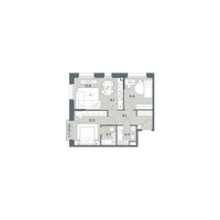 Планировка трехкомнатной(квартира) площадью 61.3 квадратных метров в “ЖК Станиславский”