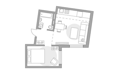 Планировка двухкомнатной(квартира) площадью 40.62 квадратных метров в ЖК “ЖК Аникеевский”