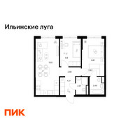 Планировка двухкомнатной(квартира) площадью 54.99 квадратных метров в “ЖК Ильинские луга”