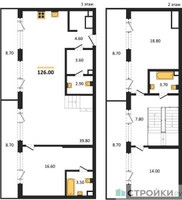 Планировка трехкомнатной(квартира) площадью 126 квадратных метров в “ЖК СТОУН Грэйн”