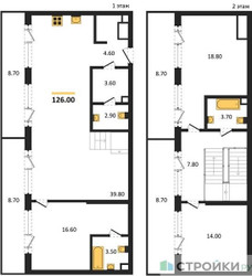 Планировка трехкомнатной(квартира) площадью 126 квадратных метров в ЖК “ЖК СТОУН Грэйн”
