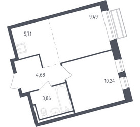 Планировка однокомнатной(квартира) площадью 34 квадратных метров в ЖК “ЖК Рублевский Квартал”