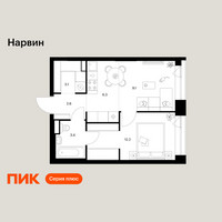 Планировка однокомнатной(квартира) площадью 36.7 квадратных метров в “Нарвин”