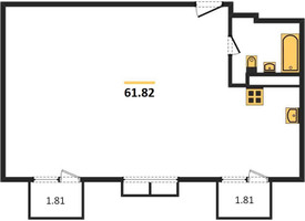 Планировка двухкомнатной(квартира) площадью 61.8 квадратных метров в “ЖК Dream Towers (Дрим Тауэрс)”