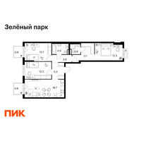 Планировка трехкомнатной(квартира) площадью 81.4 квадратных метров в “ЖК Зеленый парк”