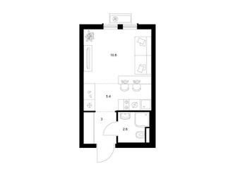 Планировка студии(квартира) площадью 21.8 квадратных метров в ЖК “ЖК Ильинские луга”