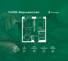 Планировка двухкомнатной(квартира) площадью 41.96 квадратных метров в “Жилой квартал Лайф Варшавская”