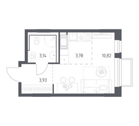 Планировка студии(квартира) площадью 21.67 квадратных метров в ЖК “ЖК Томилино Парк”