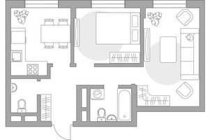 Планировка двухкомнатной(квартира) площадью 53.8 квадратных метров в “ЖК Живописный”