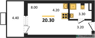 Планировка студии(квартира) площадью 20.3 квадратных метров в “ЖК Деснаречье”