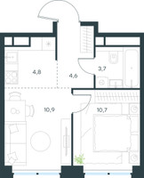 Планировка двухкомнатной(квартира) площадью 34.7 квадратных метров в “ЖК Левел Звенигородская”