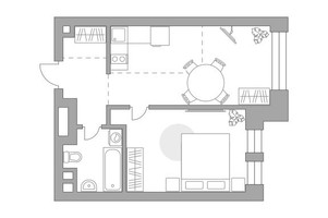 Планировка однокомнатной(квартира) площадью 42.78 квадратных метров в “ЖК Павелецкая от Гранель”