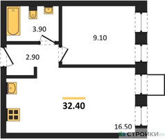 Планировка однокомнатной(квартира) площадью 32.4 квадратных метров в “ЖК Никольский квартал Отрада”