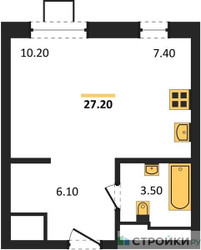Планировка студии(квартира) площадью 27.2 квадратных метров в ЖК “ЖК Люберцы”