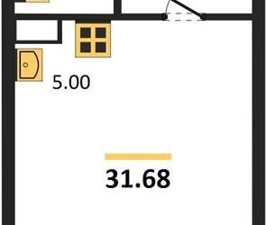 Планировка студии(квартира) площадью 31.68 квадратных метров в ЖК “ЖК Егорово Парк”